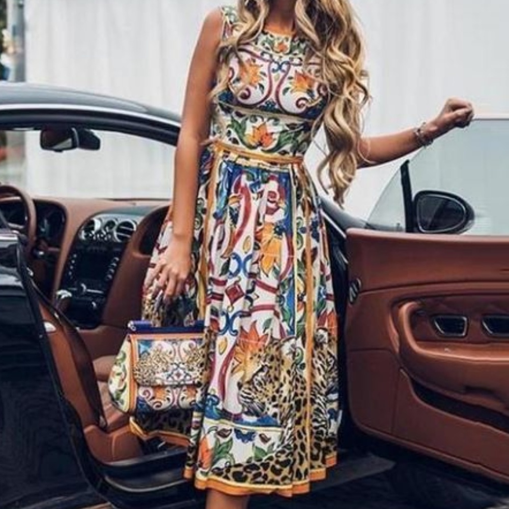 Dress, printed, summer, sleeveless, brand new